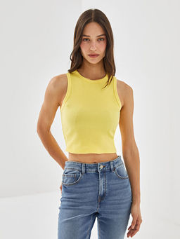 Bisiklet Yaka Dokulu Kad?n Crop