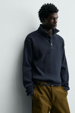 WAFFLE-KNIT TEXTURED SWEATSHIRT - Zara фото 5