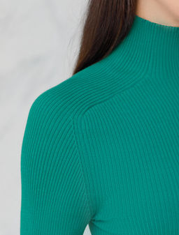 Водолазка тонкой вязки в рубчик из хлопка с нейлоном - Vilatte фото 3