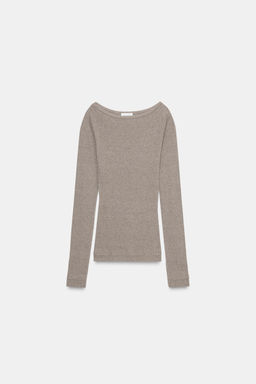 RIB BOAT NECK T-SHIRT - Zara фото 3