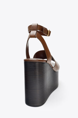 LEATHER WEDGE WITH STRAP - Zara фото 15