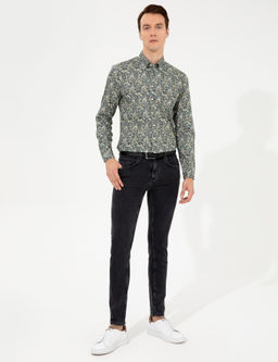 Рубашка приталенного кроя с длинным рукавом цвета хаки - Cacharel фото 4