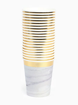 Посуда одноразовая бумажная на 20 персон, 40 предметов, мрамор белый