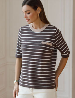 Свободный джемпер в полоску из вискозы с люрексом