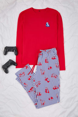 K?rm?z? Regular Kesim Hayvan Desenli Orme Pijama Tak?m? TMNAW26PT00064