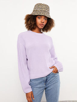 Bisiklet Yaka D?z Uzun Kollu Kad?n Triko Kazak