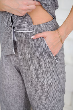 Костюм женский из жакета с коротким рукавом и брюк из кулирки Рейчел серый - Амадэль фото 12