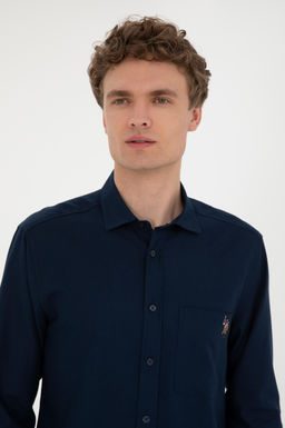 Мужская темно-синяя рубашка с длинным рукавом - U.s. polo assn фото 2