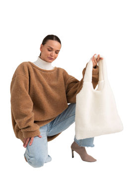 Шопер меховой Тедди ваниль