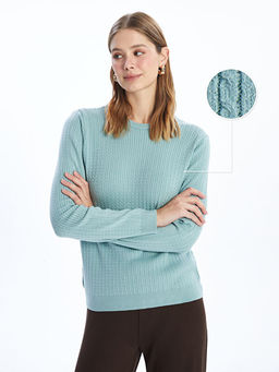 Bisiklet Yaka Dokulu Kad?n Triko Kazak