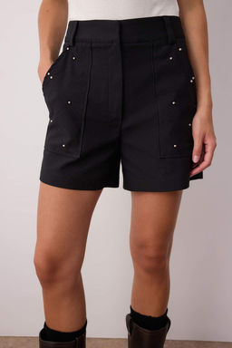 Siyah Gabardin Pamuklu Tas Detayl? City Boy Sort & Bermuda TWOAW26SR00014