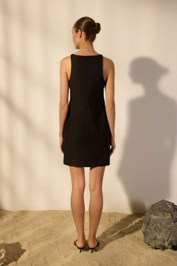 Trendyolmilla Beyaz Keten Kar?s?ml? Duz Kesim Mini Dokuma Elbise TWOSS25EL00649  фото 11