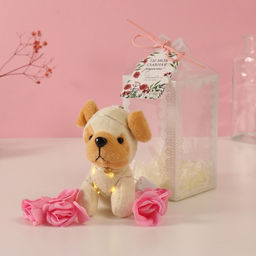 Набор подарочный Пёсик белый, мыльные розовые розы 5 шт., роса, 7?7?12 см - Simaland фото 4