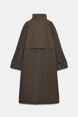 ZW COLLECTION OVERSIZE CHECK TRENCH COAT - Zara фото 19