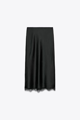 SATIN MIDI LACE SKIRT - Zara фото 10
