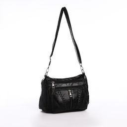 Сумка женская на одно плечо, на молнии, цвет чёрный - Simaland фото 3