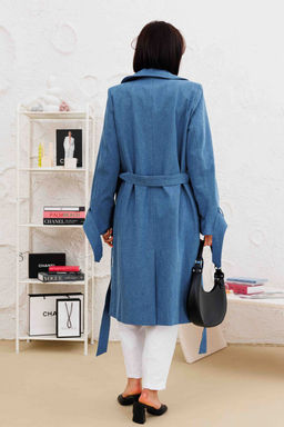 Плащ AURA 7037-164 темно-голубой деним