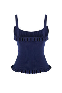 Lacivert Havuz Yaka Vucudu Saran Crop Triko Ince Bluz TWOSS26BZ00304 - Trendyolmilla фото 2