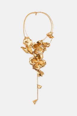 COLLAR DOBLE MET?LICO FLORES / Dorado - Zara фото 3