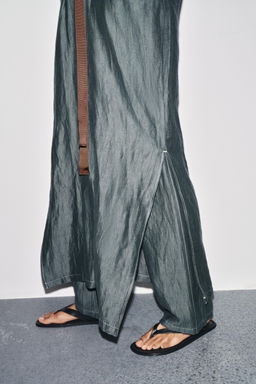 LINEN BLEND DRESS WITH CONTRAST TIE - Zara фото 6
