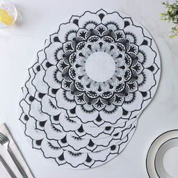 Набор салфеток сервировочных Доляна Мандалы, 4 шт, d=38 см, цвет белый  фото 13