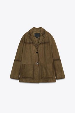 OVERSIZE 100% SUEDE LEATHER BLAZER ZW COLLECTION LIMITED EDITION - Zara фото 4