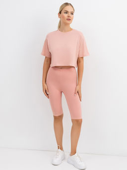 Велосипедки с высокой линией талии персик 332284