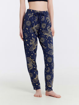 Брюки женские домашние синие с принтом звездное небо - Mark formelle фото 2