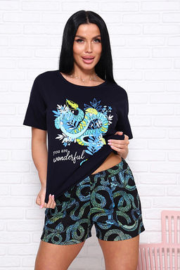 Костюм с шортами, принт (01030. бирюзовый) - Плиона фото 16