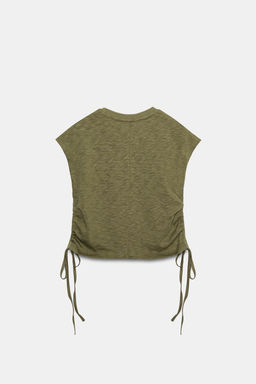 CAMISETA R?STICA FRUNCES / Khaki - Zara фото 3