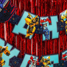 Набор для праздника "С Днем рождения", гирлянда 230 см, дождик 1х2 м, Трансформеры