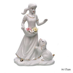 Статуэтка Девочка с собакой 17 см / W702 /уп 60/