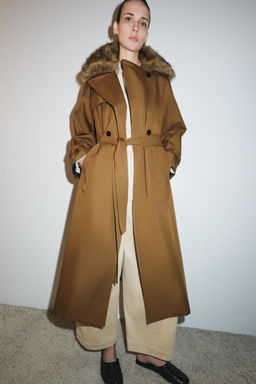 OVERSIZE FAUX FUR COLLAR TRENCH COAT ZW COLLECTION LIMITED EDITION - Zara фото 15