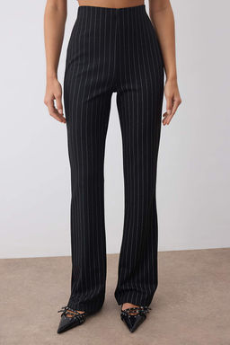 Siyah Cizgili Kare Yaka Dugmeli Esnek Ust Flare/Ispanyol Paca Alt Orme Alt-Ust Tak?m TWOAW26AU00093 - Trendyolmilla фото 3