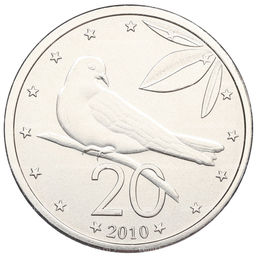 Монета 20 центов 2010 года Острова Кука