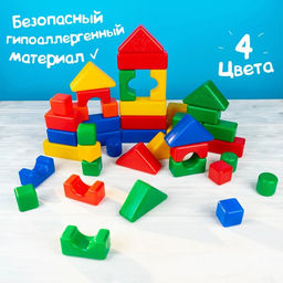 Кубики для малышей, пластиковые, цветные, 38 штук, 4 х 4 см - Соломон фото 5