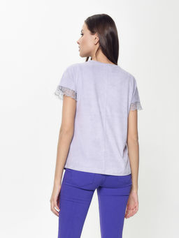 CONTE Топ с эффектом замши и деликатным кружевом LD 917 lavender frost