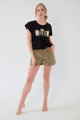 Пижама женская из футболки и шорт из кулирки Сафари песочный - Амадэль фото 3