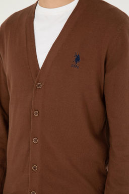 Мужской коричневый базовый трикотажный кардиган - U.s. polo assn фото 7