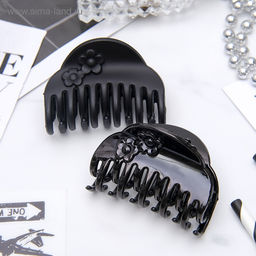 Цена за 12 шт. Крабик для волос «Ночка», два цветка, 6.8 см, матовый и глянец, МИКС