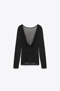 SEMI-SHEER T-SHIRT WITH DRAPED BACK - Zara фото 4