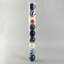 Ёлочные игрушки Мелодия, шары новогодние, d=8 см, набор 9 шт., полосы, бело-синий - Зимнее волшебство фото 4