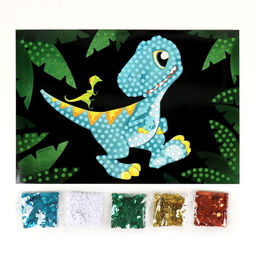 Аппликация пайетками Динозавры в джунглях + 5 цветов пайеток по 7 грамм - Школа талантов фото 2