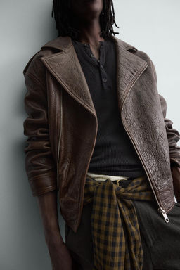 OVERSIZE LEATHER BIKER JACKET - Zara фото 7