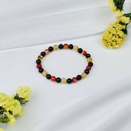 Браслет "Стихия Огонь" из Сардоникса, Цитрина и Шунгита 17 см