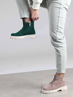 Ботинки 228.V.1541be. Зеленый замша/Шерсть