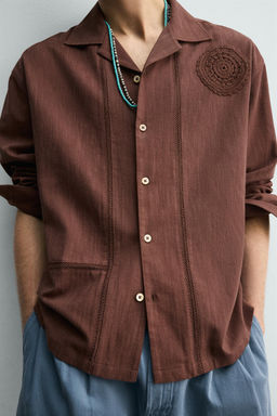 CAMISA CROCHET GEOM?TRICO / Granate - Zara фото 7