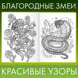 Цена за 2 шт. Раскраска Прекрасные и опасные змеи, 32 раскраски, А4 - Буква-Ленд фото 2