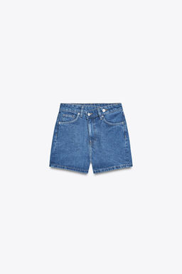 HIGH-WAIST CROSSOVER WAIST TRF MOM FIT DENIM BERMUDA SHORTS - Zara фото 14