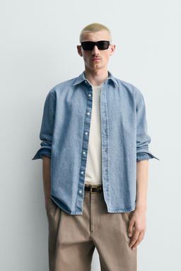 Рубашка Denim Regular Fit пастельно-голубая